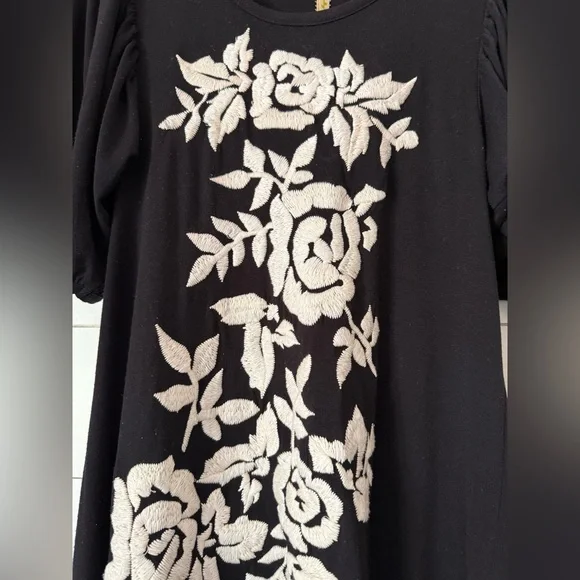 Anthropologie Uncle Frank Black Embroidered Scoop Neck Dress Women’s Size Medium - Picture 4 of 7